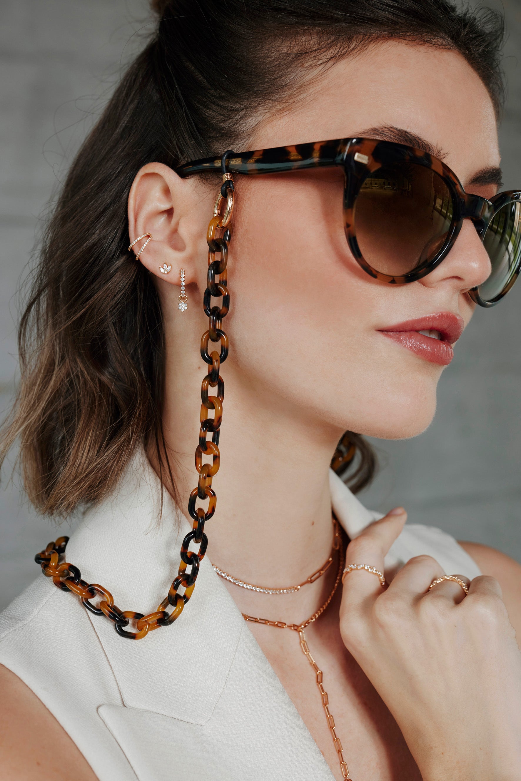 Chaîne à Lunettes Pour Femmes 75 Cm - Antiperte, Design élégant Avec Maillons Métalliques Et Perles