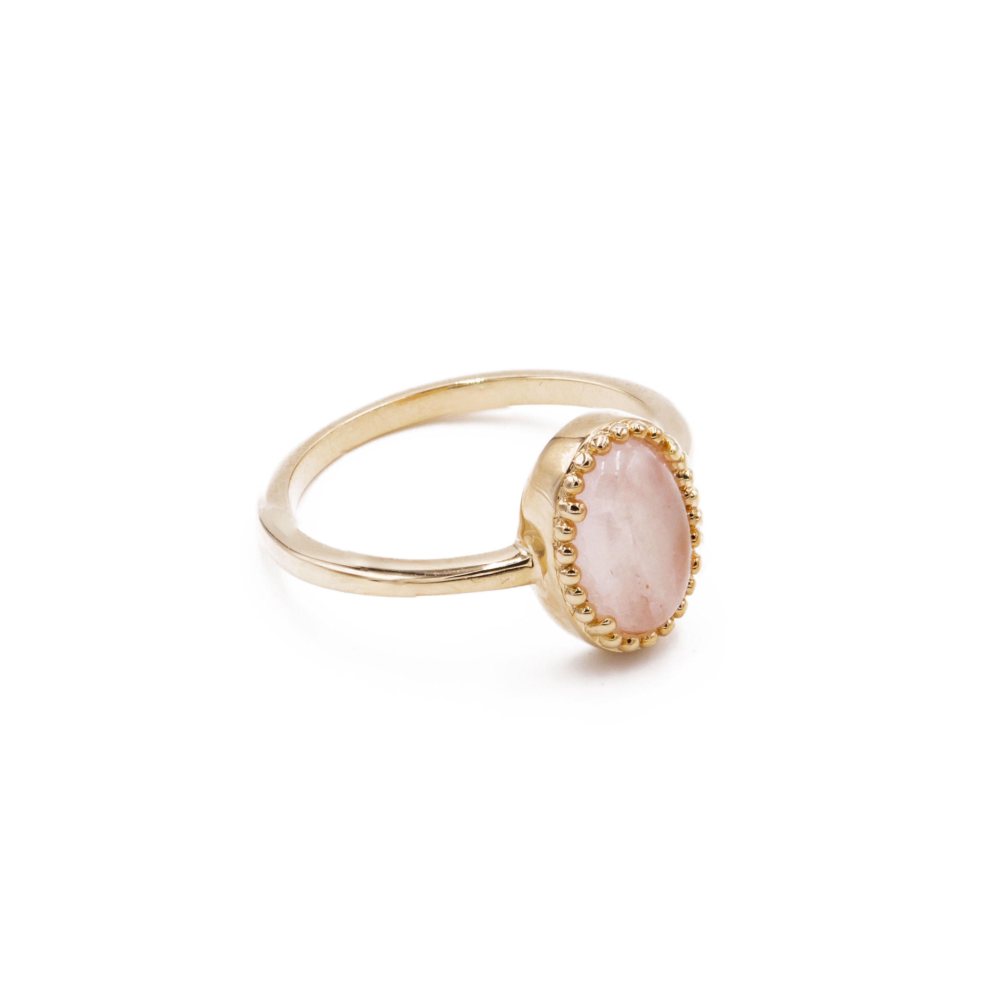 PU / Ring Dilara - Rosenquarz / Champagnergold
