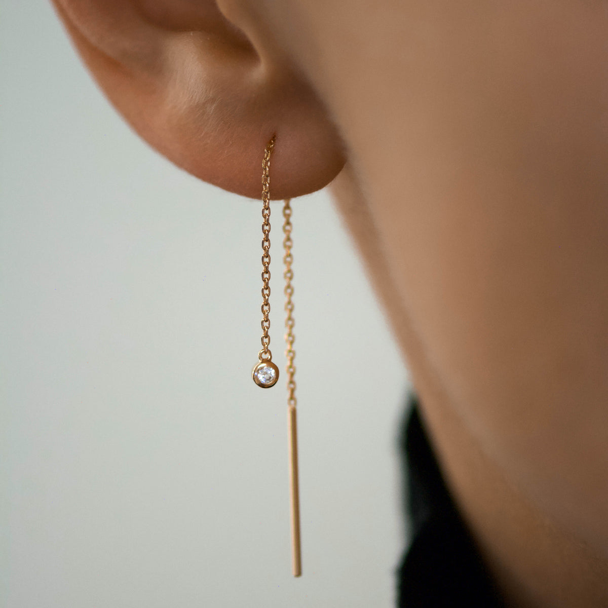 Boucle d'oreille chaîne Georgia - Doré champagne
